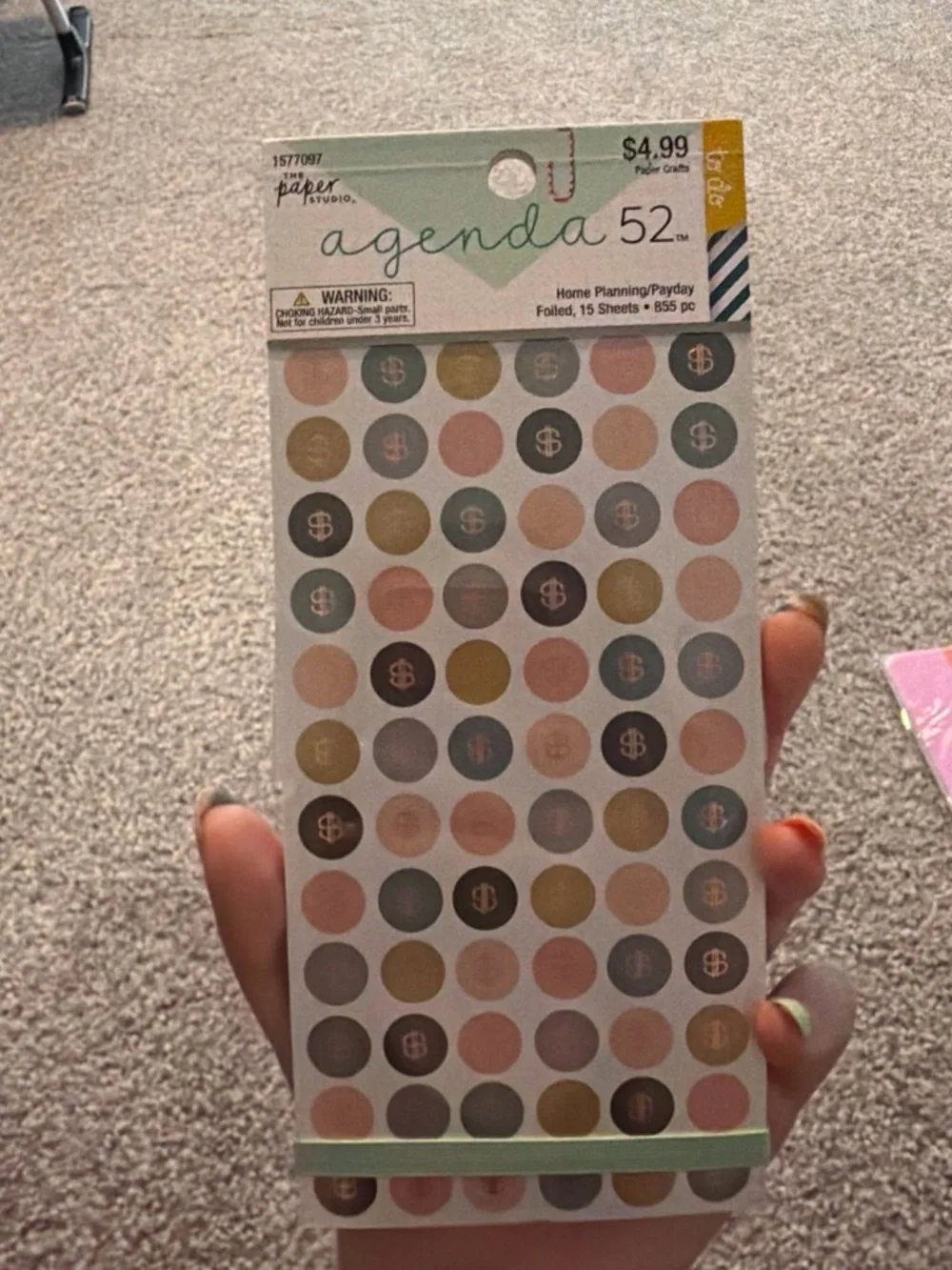 The Paper Studio Agenda 52 Home Planning Sticker Pack - Pink, Green, Gold, Gray